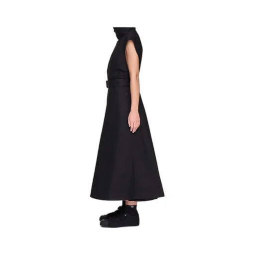 Zip-Detail Belted Dress