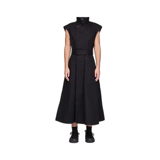 Zip-Detail Belted Dress