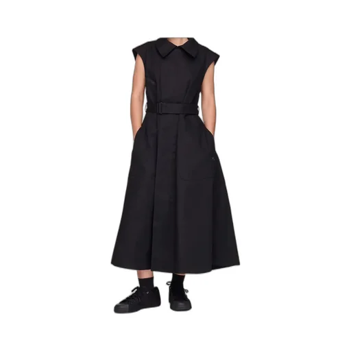 Zip-Detail Belted Dress
