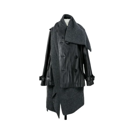 Leather X Wool Knit Jacket