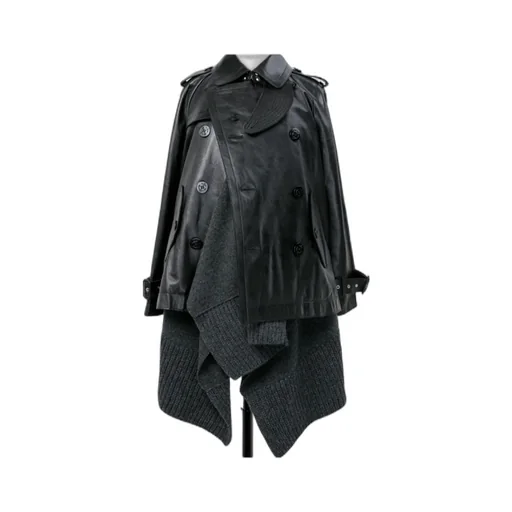 Leather X Wool Knit Jacket