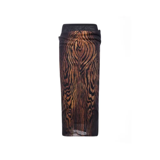 Wood-Print Draped Skirt