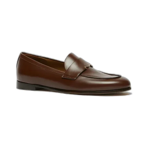 Semi-Glossy Leather Moccasins