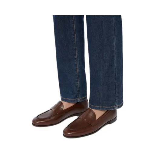 Semi-Glossy Leather Moccasins