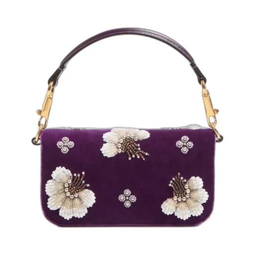Valentino Garavani Locò Small Embroidered Shoulder Bag With Jewel Logo