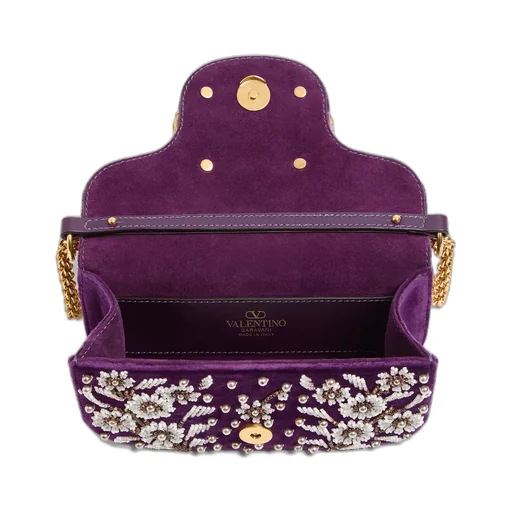 Valentino Garavani Locò Small Embroidered Shoulder Bag With Jewel Logo