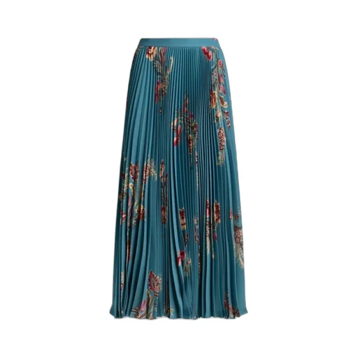 Pleated Sable Skirt With Print