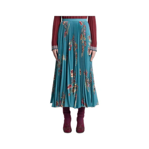 Pleated Sable Skirt With Print