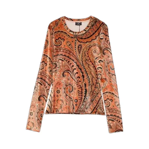Paisley-Print Velvet Top