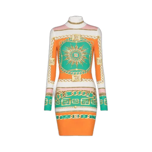 Balmain Foulard Pattern Short Printed Bodycon Dress