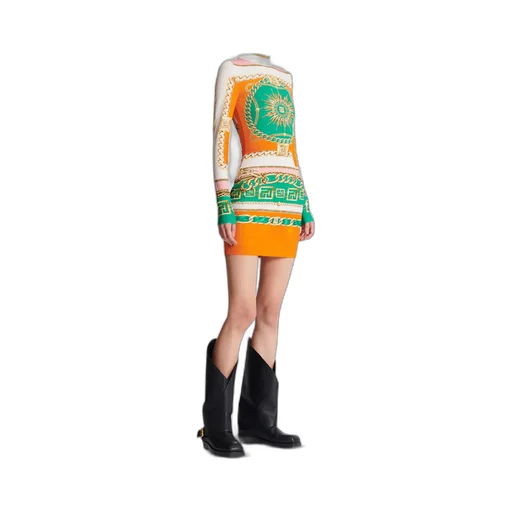 Balmain Foulard Pattern Short Printed Bodycon Dress
