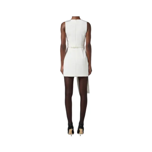 Dress In Lightweight Crepe Fabric With Tuxedo Details