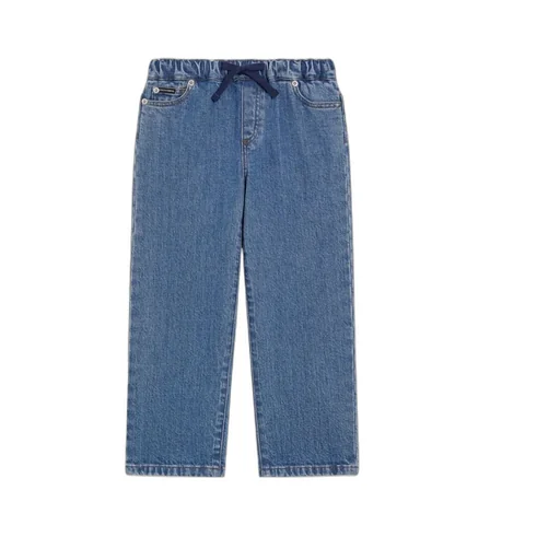 Logo-Embroidered Elastic-Waist Jeans