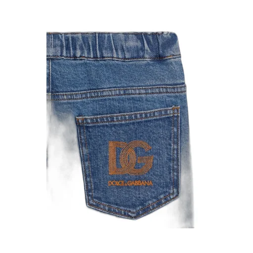 Logo-Embroidered Elastic-Waist Jeans