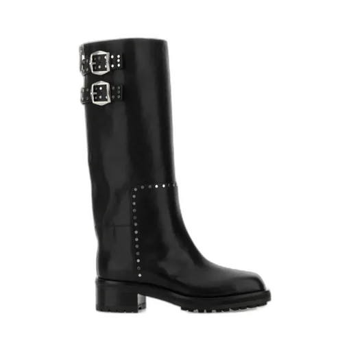 Jimmy Choo Brooklyn Studded Buckle Detailed Boots