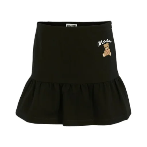 Teddy Bear-Embellished Ruffled Skirt