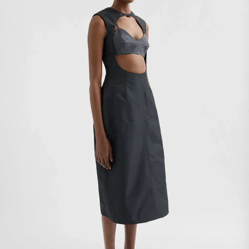 Technical Faille Cut-Out Dress