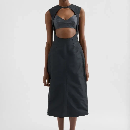 Technical Faille Cut-Out Dress