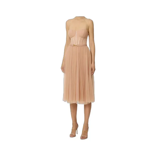 Elisabetta Franchi Bustier Belt Tulle Dress