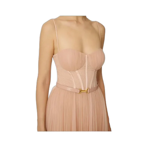 Elisabetta Franchi Bustier Belt Tulle Dress