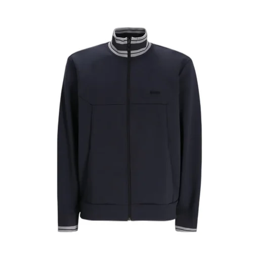 Ribbed-Trim Zip-Fastening Sweater