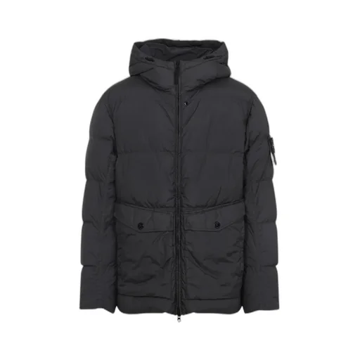 Stone Island Logo Patch Zip-Up Hooded Jacket