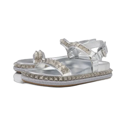 Christian Louboutin Stud Detailed Metallic Sandals