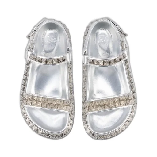 Christian Louboutin Stud Detailed Metallic Sandals