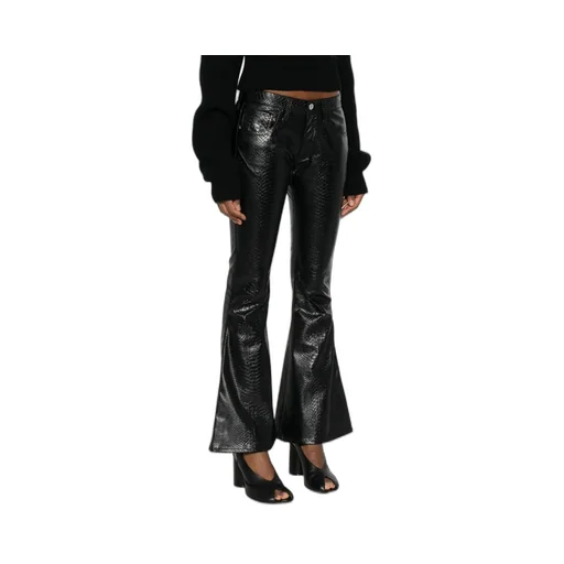 Faux-Leather Flared Trousers