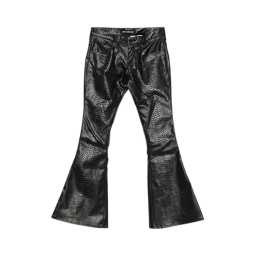 Faux-Leather Flared Trousers
