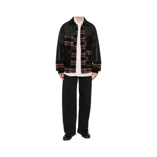 Black Patch Check Plaid Pattern Jacket