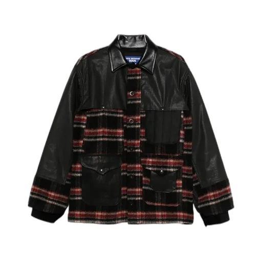 Black Patch Check Plaid Pattern Jacket