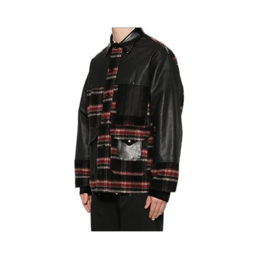 Black Patch Check Plaid Pattern Jacket