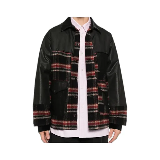 Black Patch Check Plaid Pattern Jacket