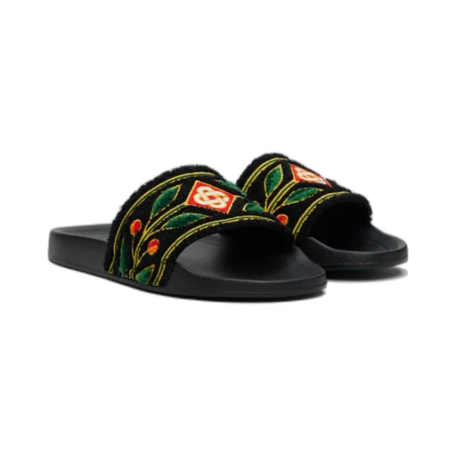 Casablanca Logo Detailed Terry Slides