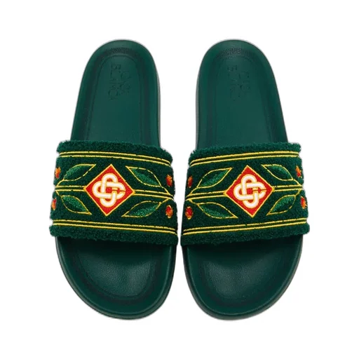 Casablanca Logo Detailed Terry Slides