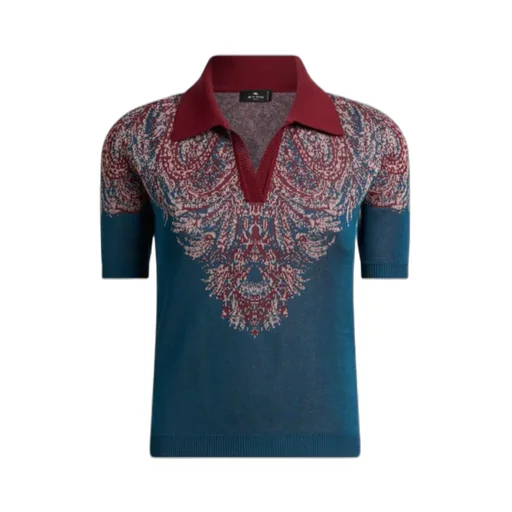 Etro Pattern-Jacquard Knitted Polo Shirt