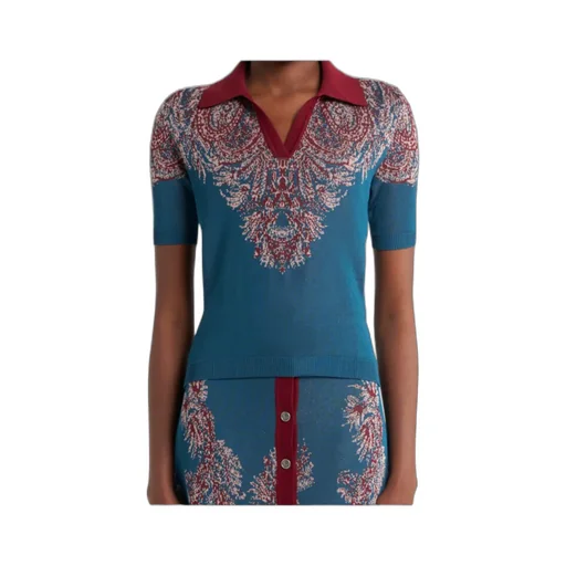 Etro Pattern-Jacquard Knitted Polo Shirt