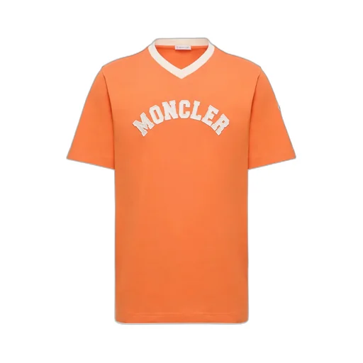 Embroidered Logo Cotton Piquet V-Neck T-Shirt