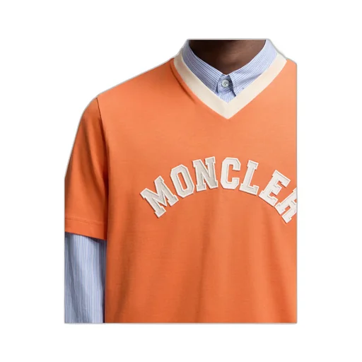 Embroidered Logo Cotton Piquet V-Neck T-Shirt