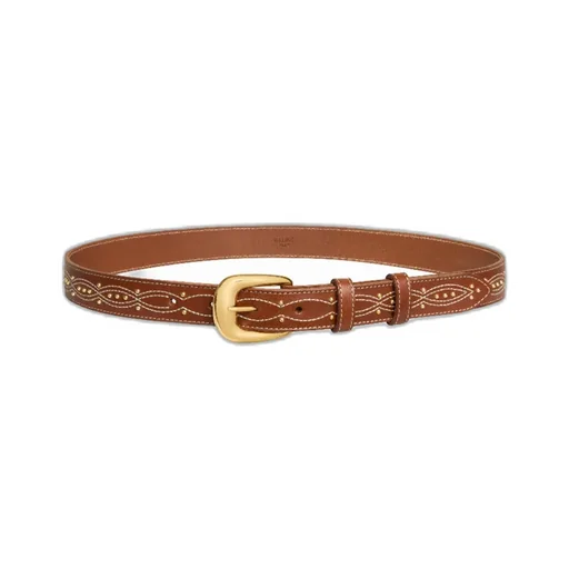 Medium 25Mm Western Belt In Vintage Calfskin With Embroidery