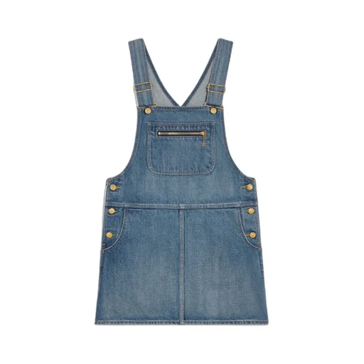 Dungarees Mini Dress In Union Wash Denim