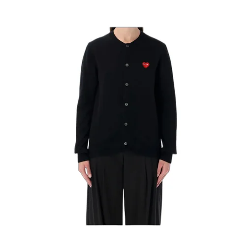 Comme Des GarÇOns Play Logo Detailed Crewneck Cardigan