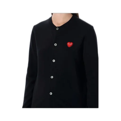 Comme Des GarÇOns Play Logo Detailed Crewneck Cardigan