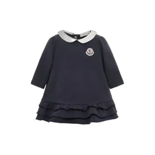 Moncler Enfant Logo Patch Ruffle Detailed Dress