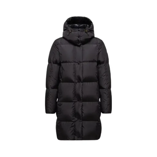 Litte Square-Quilted Hooded Long Down Jacket