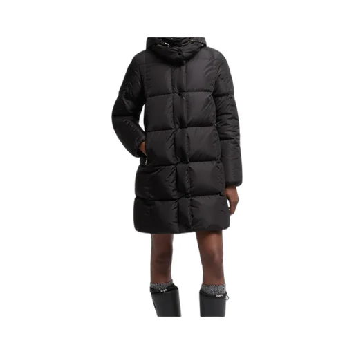 Litte Square-Quilted Hooded Long Down Jacket