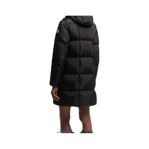 Litte Square-Quilted Hooded Long Down Jacket