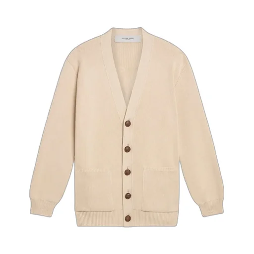 Women’S Beige Cardigan With Lettering On The Back Golden