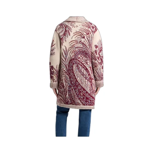 Wool And Cotton Jacquard Maxi Cardigan